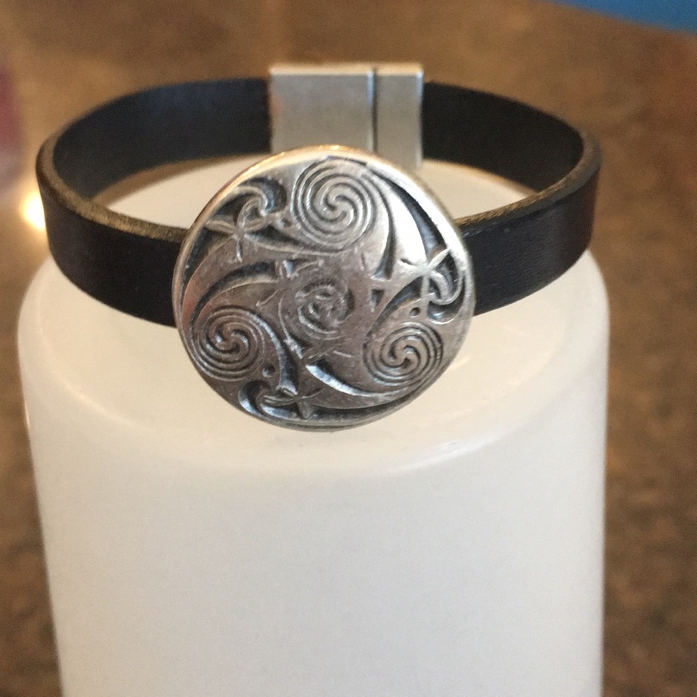 Black leather bracelet
